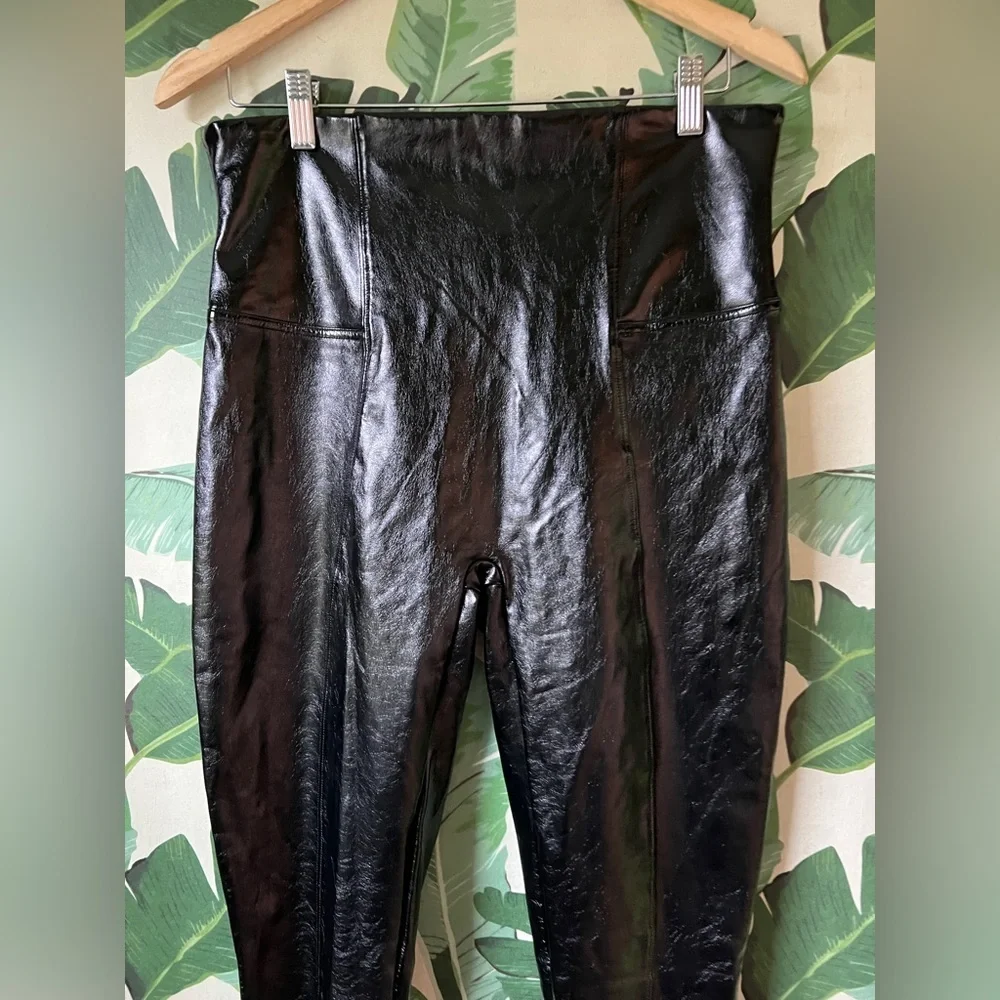 Spanx Womens Black Faux Leather Leggings XL - Picture 3 of 9